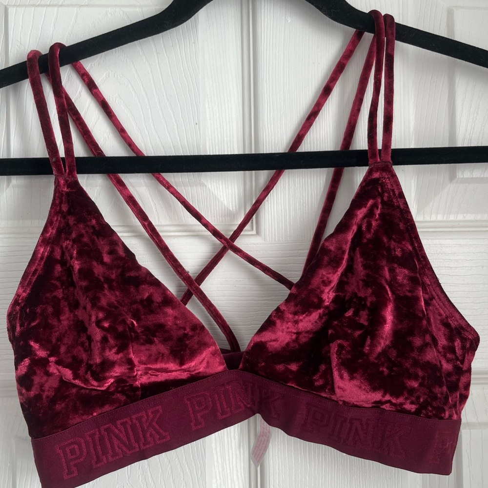 PINK Victoria's Secret Burgundy Velvet Bralette